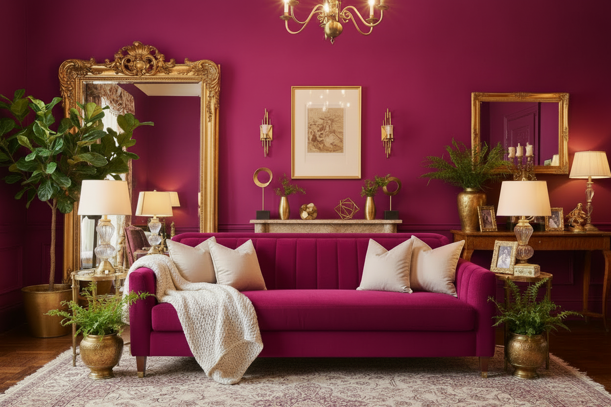 Vibrant Magenta Living Room